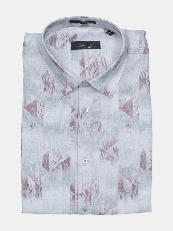 Avega cotton light brown printed formal shirt