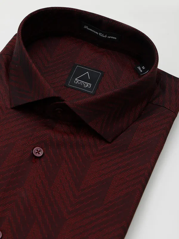 Avega cotton maroon printed shirt