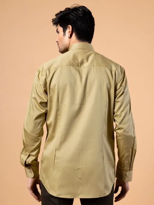 Avega cotton plain mustard yellow shirt