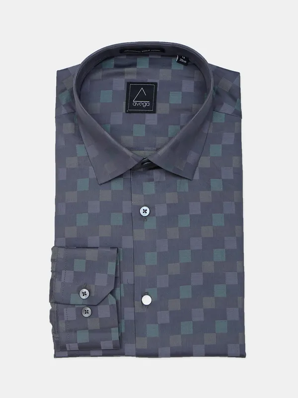 Avega cotton printed grey shirt for party