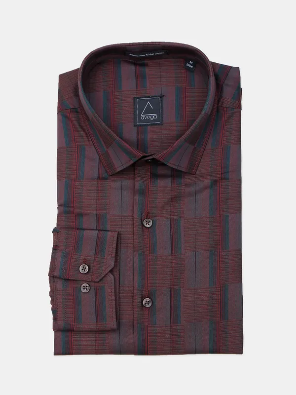 Avega cotton printed maroon shirt
