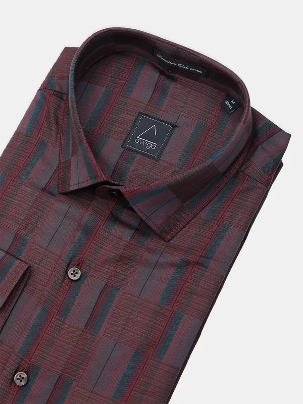 Avega cotton printed maroon shirt
