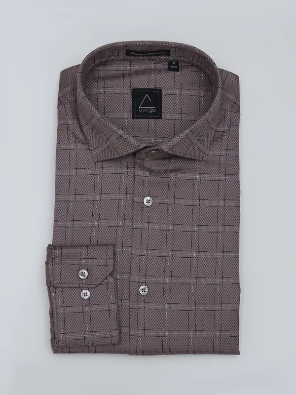 Avega cotton slim fit grey checks shirt