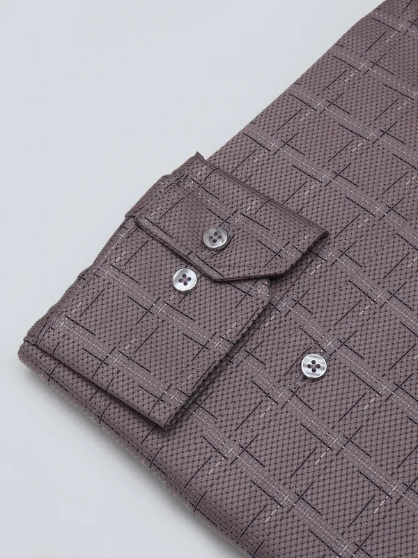 Avega cotton slim fit grey checks shirt