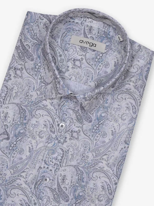 AVEGA cotton white party shirt with print