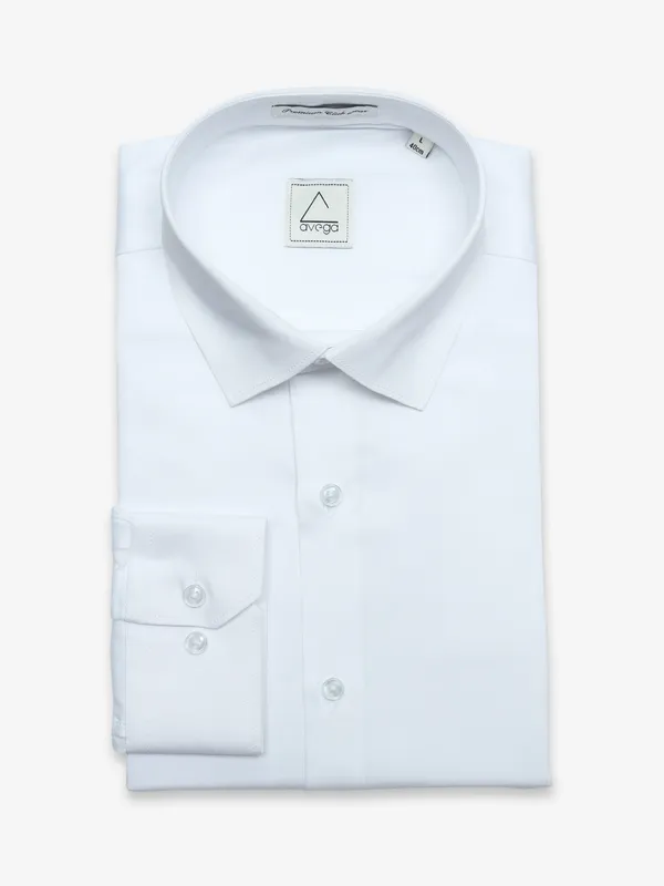 Avega cotton white plain shirt