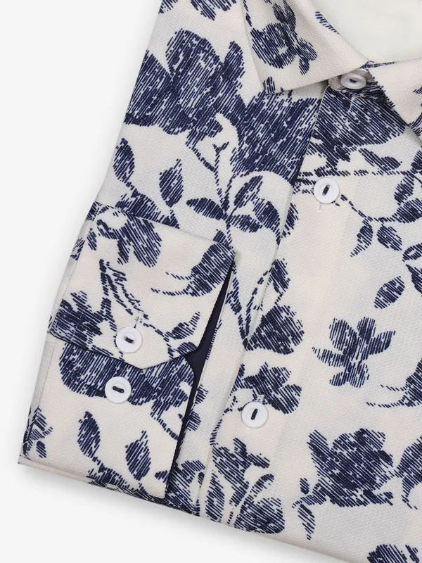 AVEGA cotton white printed party shirt