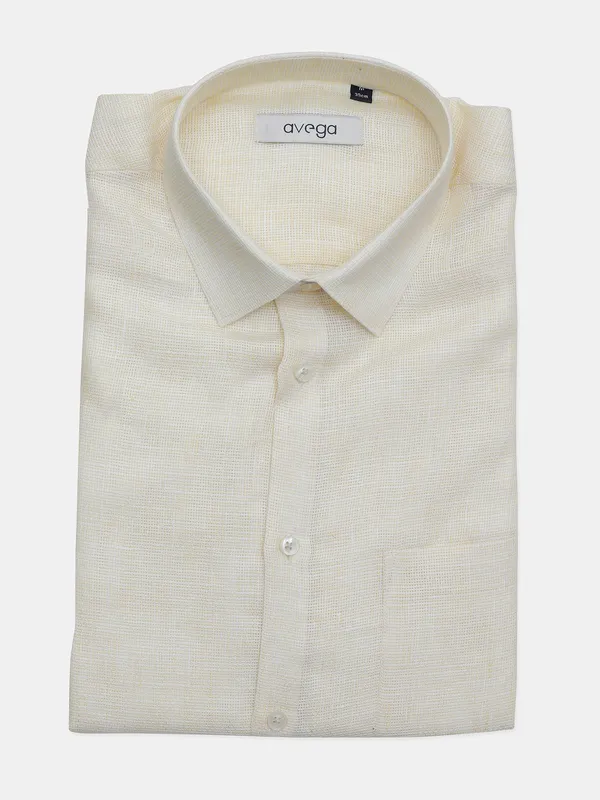 Avega cream color solid cotton shirt