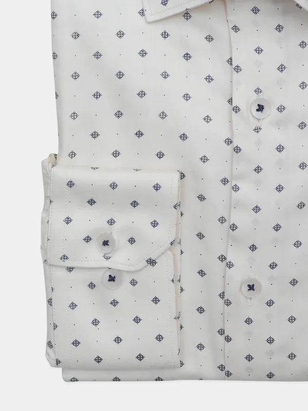 Avega cream party wear printed slim fit shirt