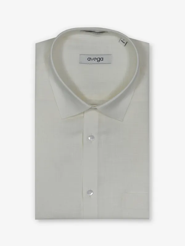 AVEGA cream plain linen shirt for men