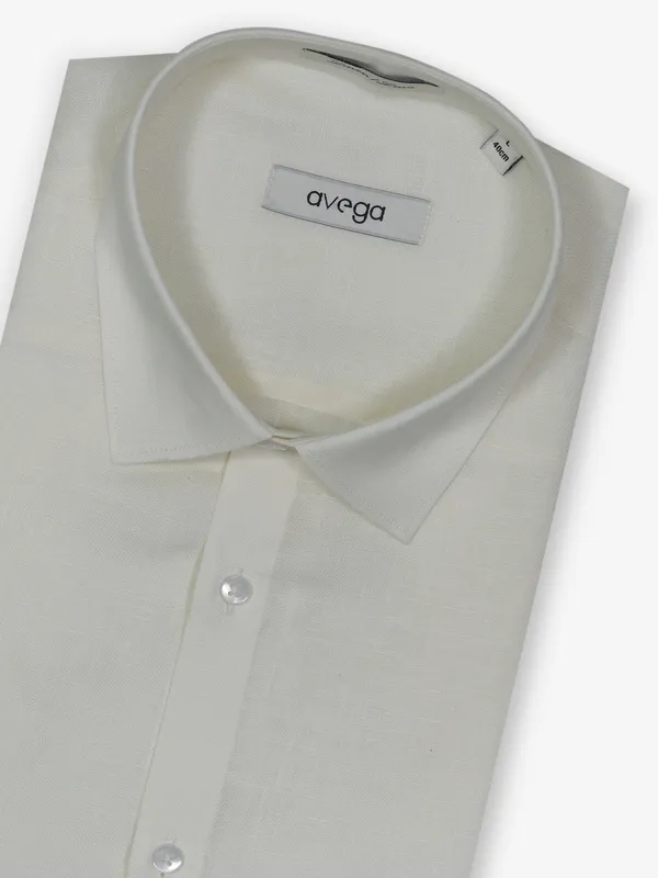AVEGA cream plain linen shirt for men