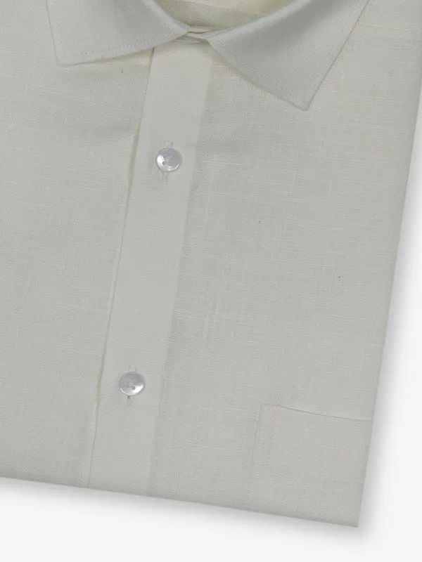 AVEGA cream plain linen shirt for men