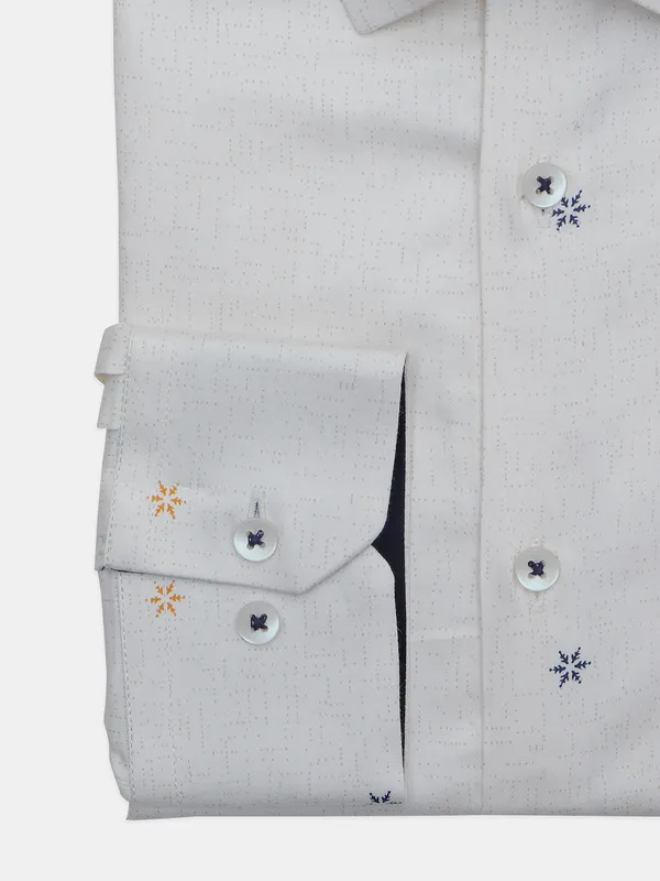 Avega cream printed cotton shirt for men