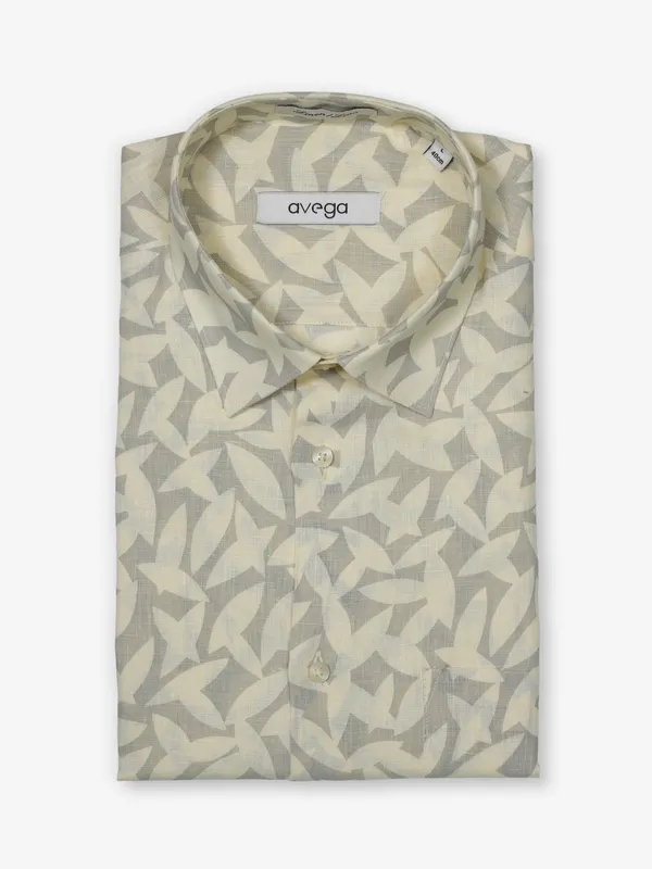 AVEGA cream printed linen shirt for men