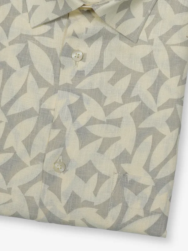 AVEGA cream printed linen shirt for men