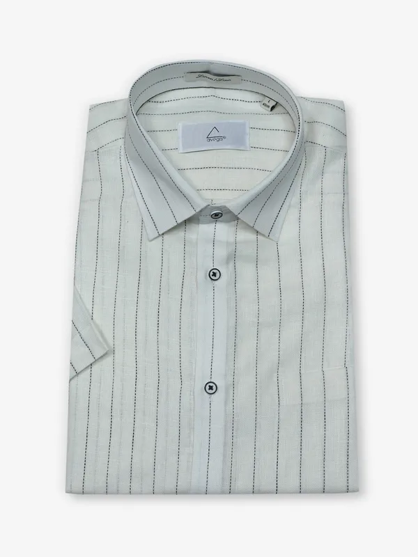 AVEGA cream stripe cotton shirt