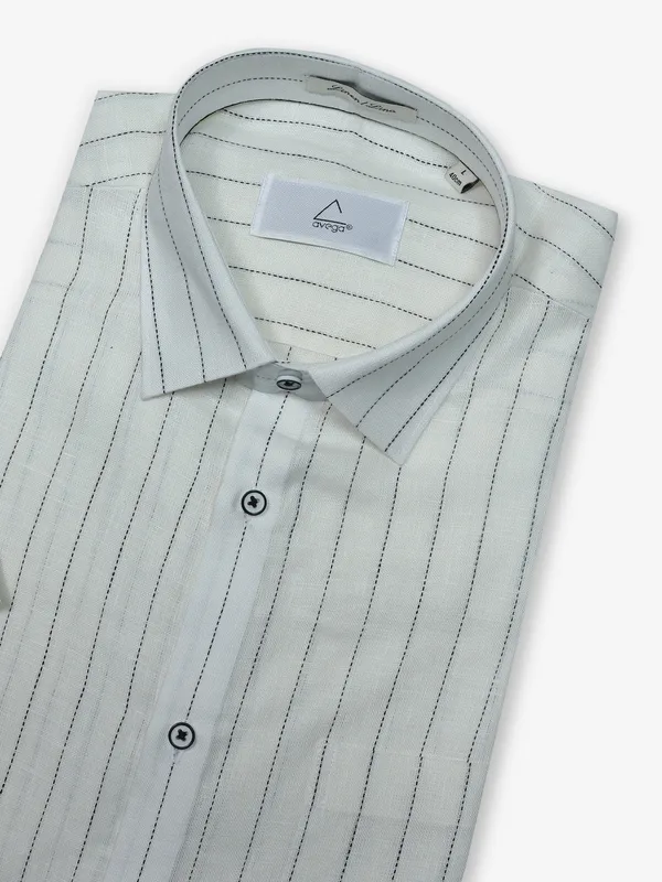 AVEGA cream stripe cotton shirt