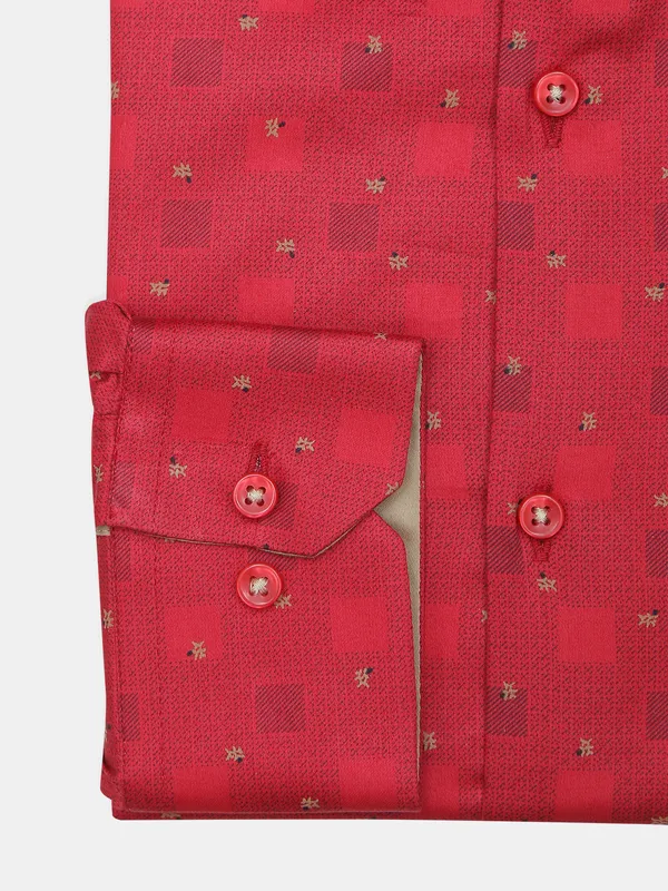 Avega cut away collar magenta printed cotton shirt