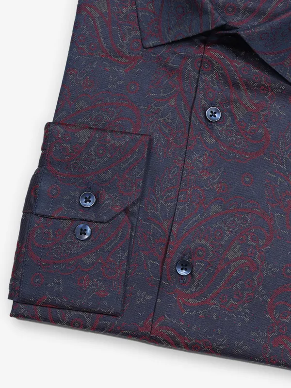 AVEGA dark blue printed partywear shirt
