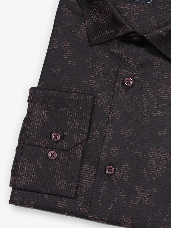 AVEGA dark brown cotton printed partywear shirt