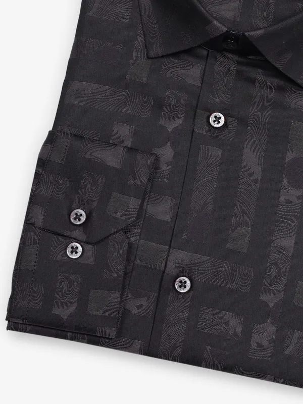 AVEGA dark brown printed cotton partywear shirt