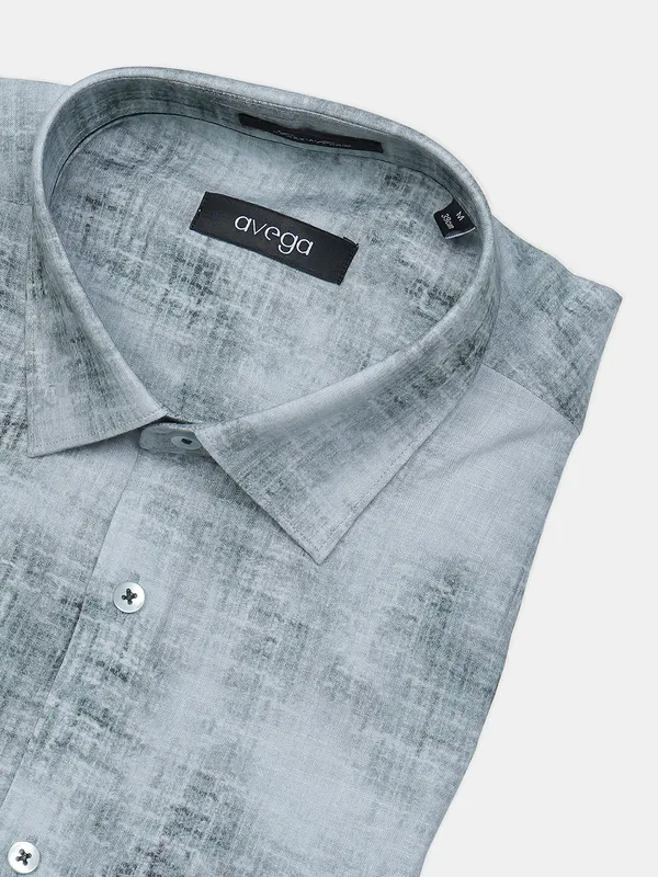 Avega dark grey cotton printed formal shirt