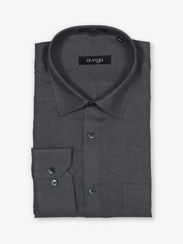AVEGA dark grey plain linen shirt