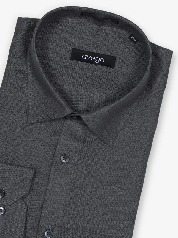 AVEGA dark grey plain linen shirt