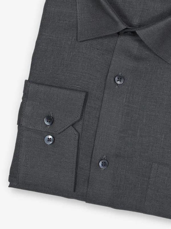 AVEGA dark grey plain linen shirt