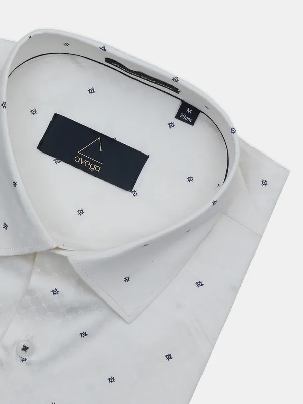 Avega formal wear cream printed cotton shirt