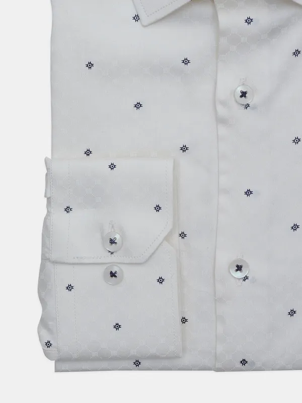 Avega formal wear cream printed cotton shirt