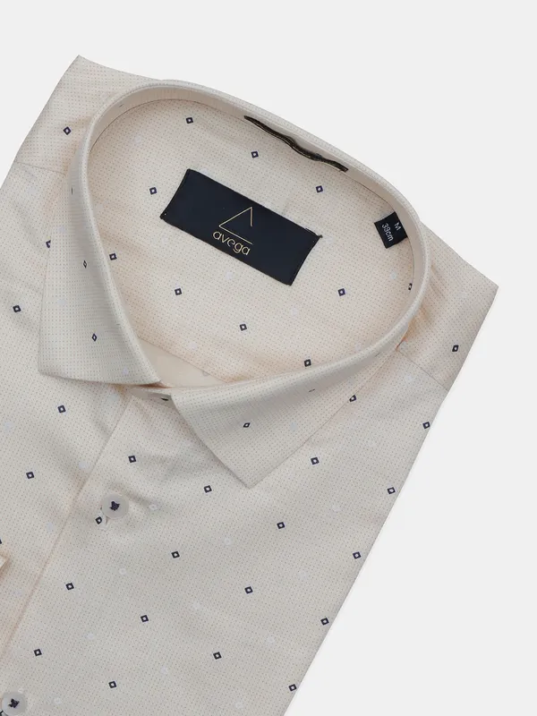 Avega formal wear light yellow printed cotton shirt
