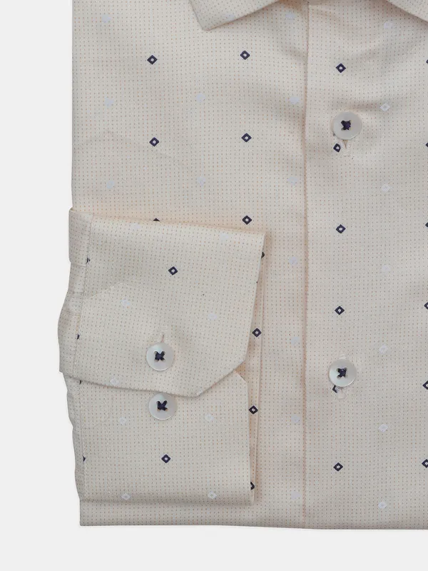 Avega formal wear light yellow printed cotton shirt