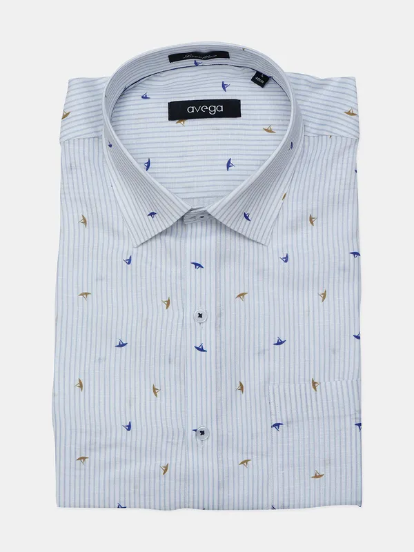 Avega formal wear linen stripe white shirt