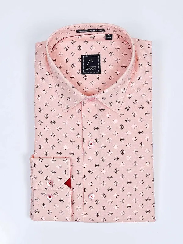 Avega full sleeves peach color printed shirt