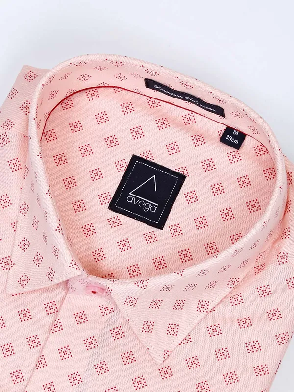 Avega full sleeves peach color printed shirt