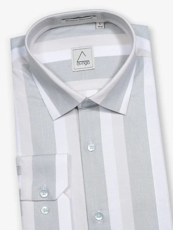 AVEGA green stripes cotton partywear shirt