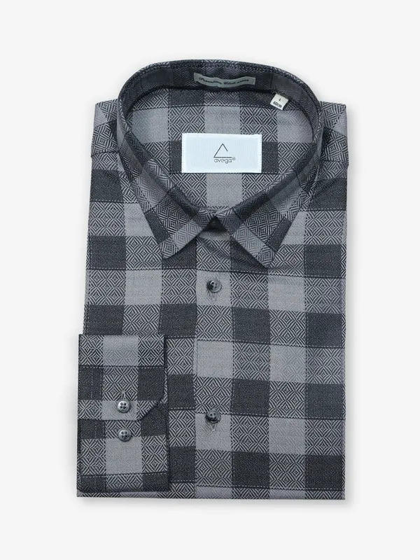 AVEGA grey checks cotton formal shirt
