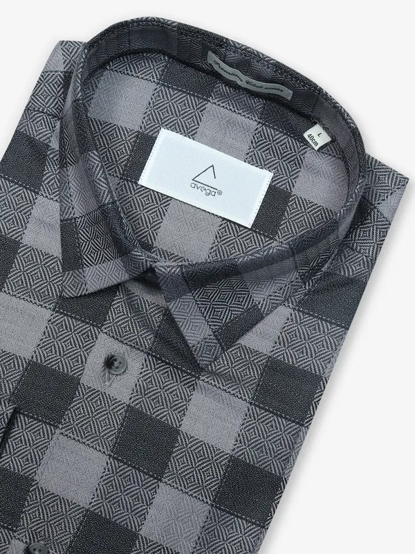 AVEGA grey checks cotton formal shirt