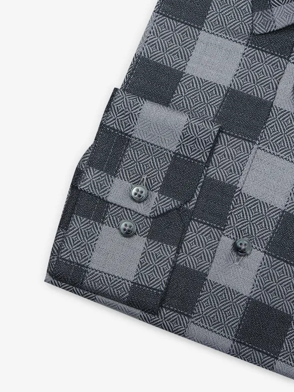AVEGA grey checks cotton formal shirt