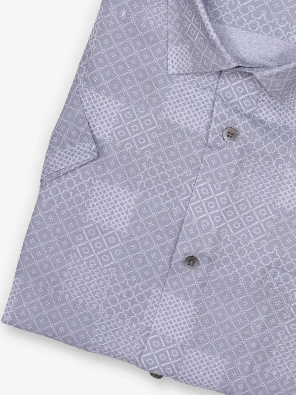 AVEGA grey cotton party shirt with print