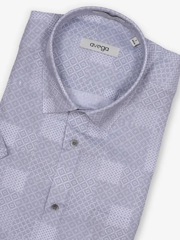 AVEGA grey cotton party shirt with print