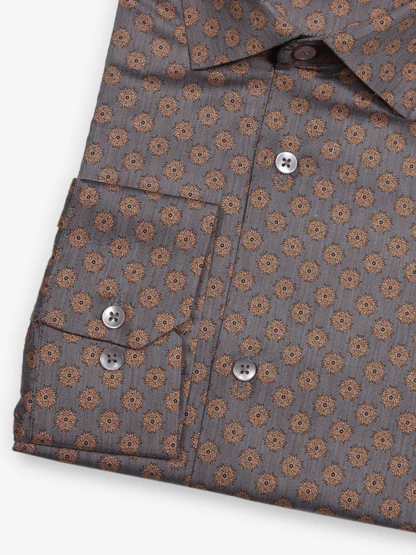 AVEGA grey cotton printed partywear shirt