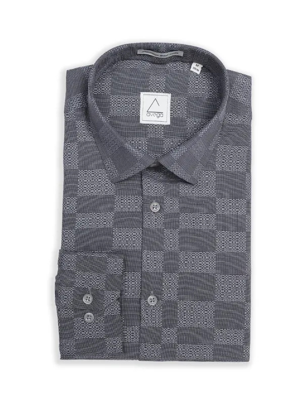 Avega grey cotton printed shirt