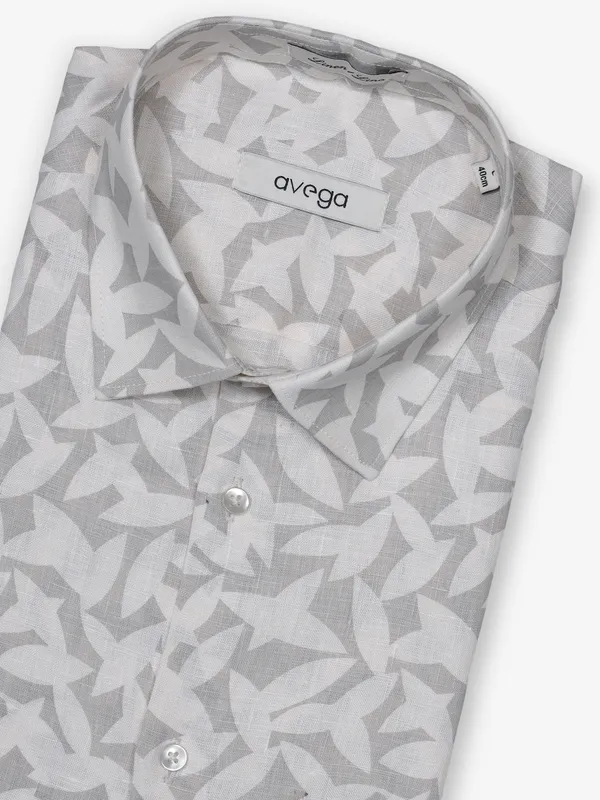AVEGA grey printed linen shirt