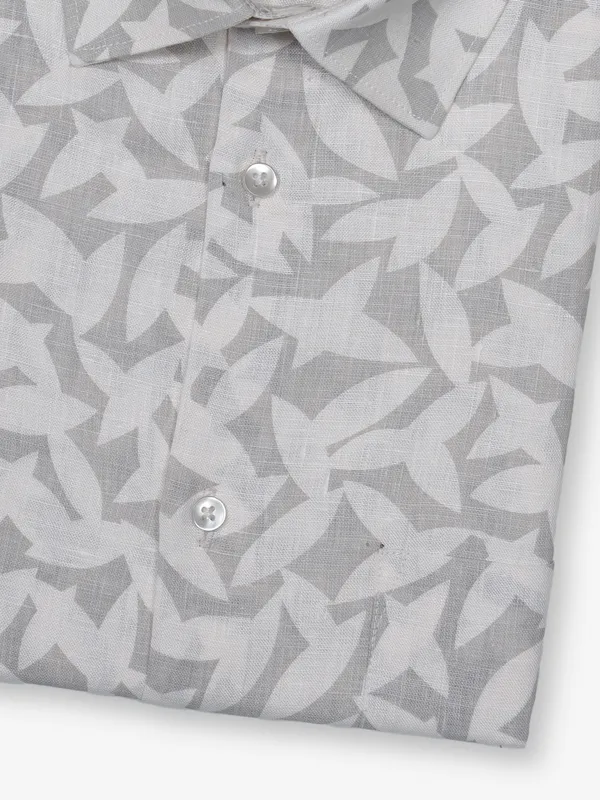 AVEGA grey printed linen shirt