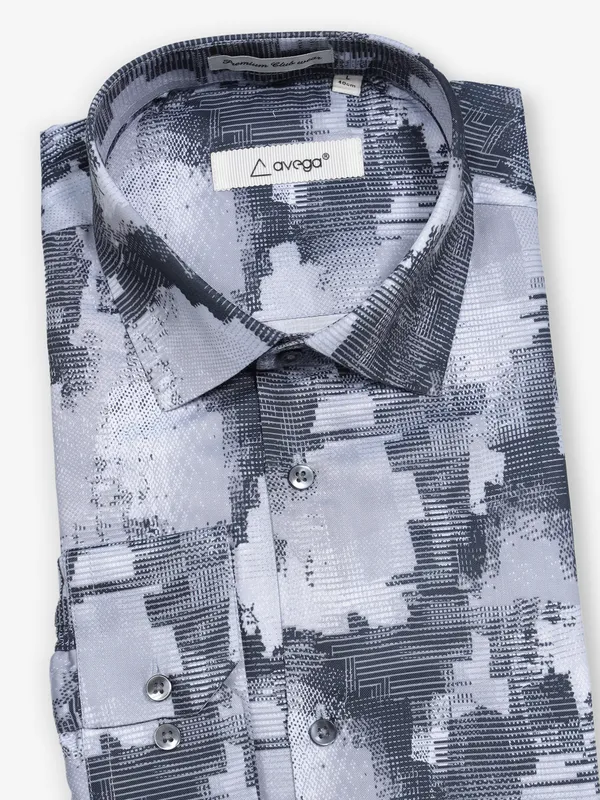 AVEGA grey printed partywear shirt