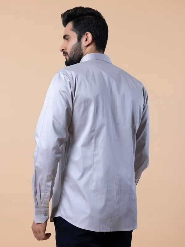 Avega grey solid formal wear cotton men shirt