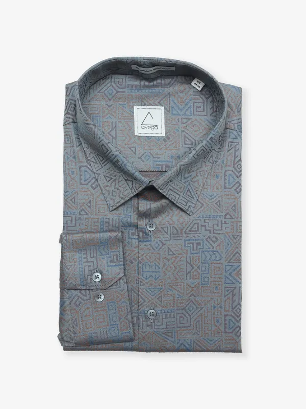 Avega latest grey cotton printed shirt