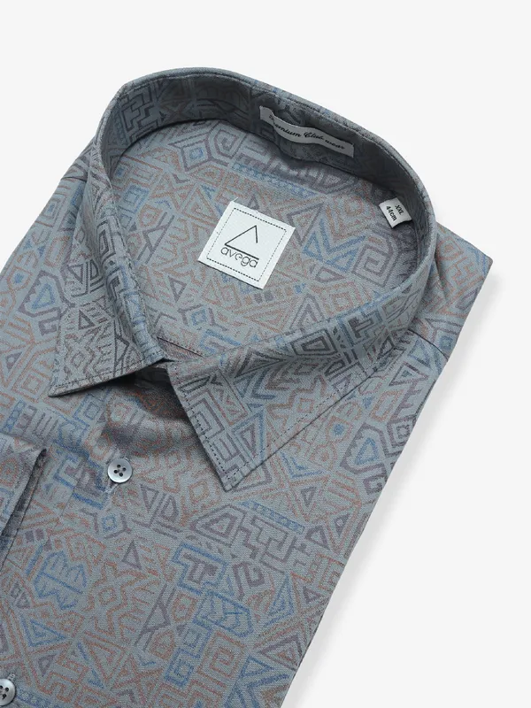Avega latest grey cotton printed shirt